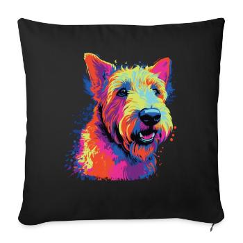 Aquarelle colorée Lakeland Terrier - Housse de coussin décorative 45 x 45 cm - noir - Devant