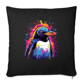 Watercolor Colorful Penguin Colorful Animals - Sofa pillowcase 17,3'' x 17,3'' (45 x 45 cm) - black - Front