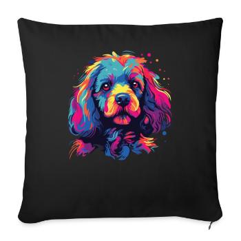 Watercolor Colorful Bolognese - Sofa pillowcase 17,3'' x 17,3'' (45 x 45 cm) - black - Front