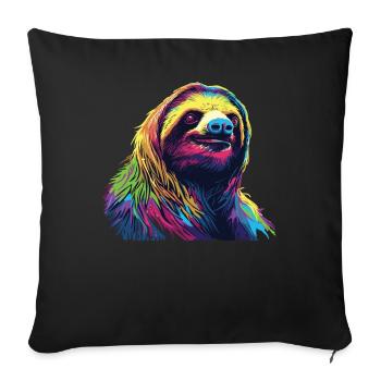 Watercolor Colorful Sloth Colorful Animals - Sofa pillowcase 17,3'' x 17,3'' (45 x 45 cm) - black - Front