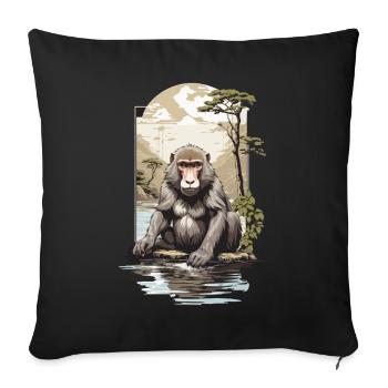 Asian Monkey Nature Aesthetic Monkey Design - Sofa pillowcase 17,3'' x 17,3'' (45 x 45 cm) - black - Front