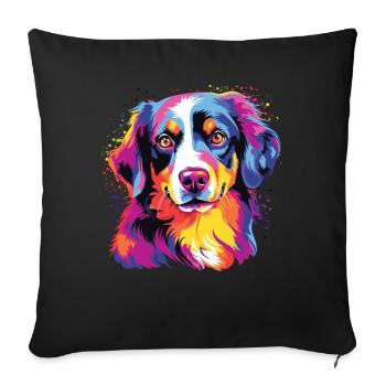 Watercolor Colorful Appenzeller Mountain Dog - Sofa pillowcase 17,3'' x 17,3'' (45 x 45 cm) - black - Front