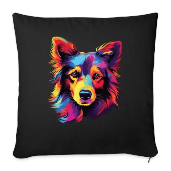 Watercolor Colorful Icelandic Dog - Sofa pillowcase 17,3'' x 17,3'' (45 x 45 cm) - black - Front