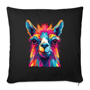 Watercolor Colorful Llama Colorful Animals - Sofa pillowcase 17,3'' x 17,3'' (45 x 45 cm) - black - Front