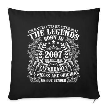 February 2007 birthday 2007 February year - Sofa pillowcase 17,3'' x 17,3'' (45 x 45 cm) - black - Front