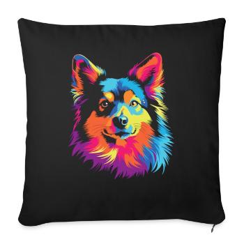 Watercolor Colorful Icelandic Dog - Sofa pillowcase 17,3'' x 17,3'' (45 x 45 cm) - black - Front