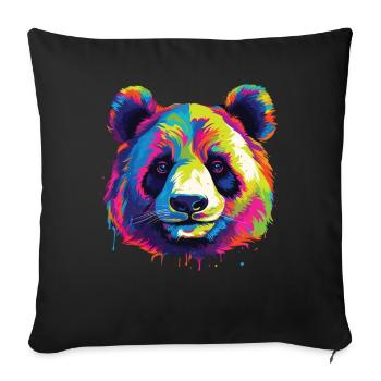 Watercolor Colorful Panda Colorful Animals - Sofa pillowcase 17,3'' x 17,3'' (45 x 45 cm) - black - Front