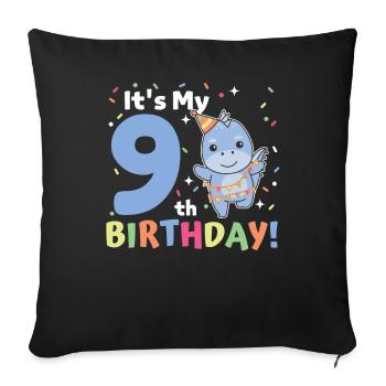 Dino for 9th birthday children nine years old - Sofa pillowcase 17,3'' x 17,3'' (45 x 45 cm) - black - Front