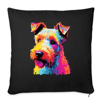 Aquarelle colorée Lakeland Terrier - Housse de coussin décorative 45 x 45 cm - noir - Devant