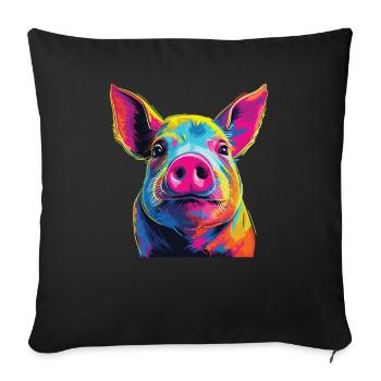 Watercolor Colorful Pig Colorful Animals - Sofa pillowcase 17,3'' x 17,3'' (45 x 45 cm) - black - Front