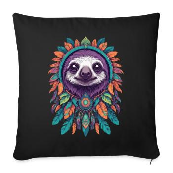 Paresseux spirituel Mandala Feathers Festival - Housse de coussin décorative 45 x 45 cm - noir - Devant