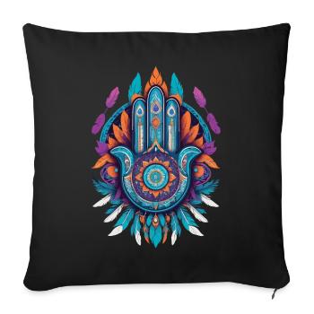 Hamsa Hand Mandala Bohemian Chic - Sofa pillowcase 17,3'' x 17,3'' (45 x 45 cm) - black - Front