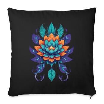 Lotus Flower Spirit Joy of Colors Flower of Life - Sofa pillowcase 17,3'' x 17,3'' (45 x 45 cm) - black - Front