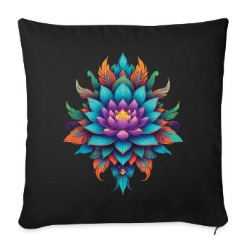 Spiritual Lotus Mandala Feather Design - Sofa pillowcase 17,3'' x 17,3'' (45 x 45 cm) - black - Front