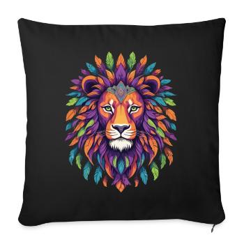 Animal Lion Mandala de plumes - Housse de coussin décorative 45 x 45 cm - noir - Devant