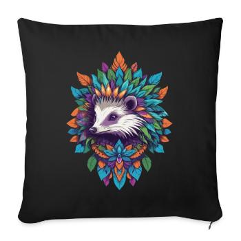 Pouvoir spirituel Animal blaireau Mandala - Housse de coussin décorative 45 x 45 cm - noir - Devant