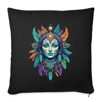 amérindien Mardi Gras Mandala - Housse de coussin décorative 45 x 45 cm - noir - Devant