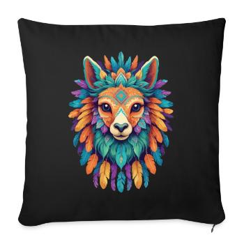 Lama Mandala Spirituel Festival Puissance Animal - Housse de coussin décorative 45 x 45 cm - noir - Devant