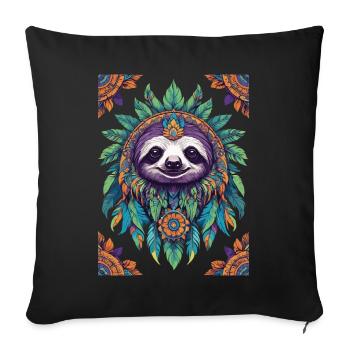 Paresseux spirituel Mandala Mardi Gras Festival - Housse de coussin décorative 45 x 45 cm - noir - Devant