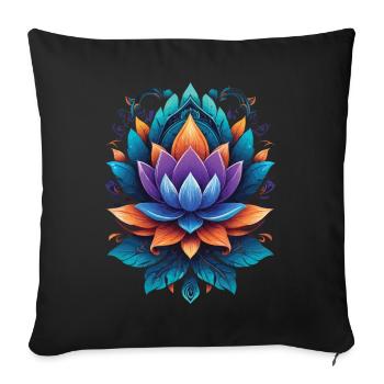 Mandala spirituel Lotus Zen Style esthétique - Housse de coussin décorative 45 x 45 cm - noir - Devant
