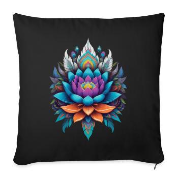 Style esthétique de la vie de fleur de fleur de lotus spirituel - Housse de coussin décorative 45 x 45 cm - noir - Devant