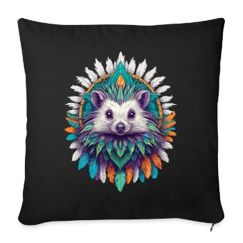 Hérisson Mandala puissance spirituelle Animal Design - Housse de coussin décorative 45 x 45 cm - noir - Devant
