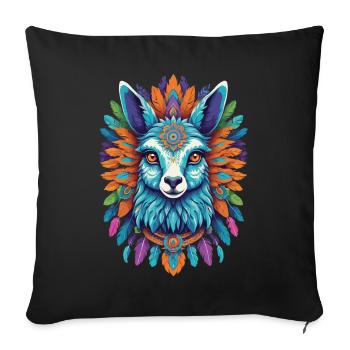 Conception de Festival de Mandala d’alpaga spirituel - Housse de coussin décorative 45 x 45 cm - noir - Devant