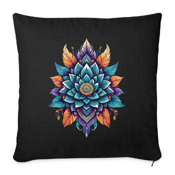 Lotus spirituel fleur de vie esthétique magique - Housse de coussin décorative 45 x 45 cm - noir - Devant