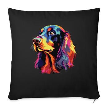 Aquarelle colorée Gordon Setter - Housse de coussin décorative 45 x 45 cm - noir - Devant