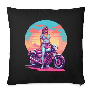 Retro Vaporwave Motorcycle Biker Style - Sofa pillowcase 17,3'' x 17,3'' (45 x 45 cm) - black - Front