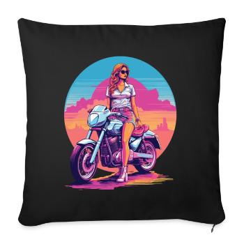 Design esthétique rétro Vaporwave Biker - Housse de coussin décorative 45 x 45 cm - noir - Devant
