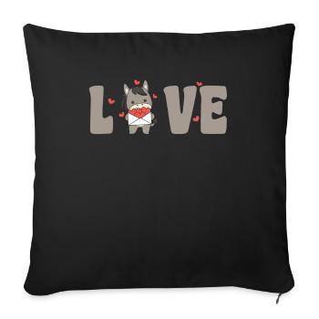 Donkeys for Valentine's Day Cute Animals with Hearts Love - Sofa pillowcase 17,3'' x 17,3'' (45 x 45 cm) - black - Front