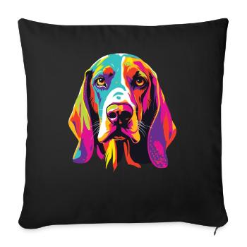 Watercolor Colorful Treeing Walker Coonhound - Sofa pillowcase 17,3'' x 17,3'' (45 x 45 cm) - black - Front