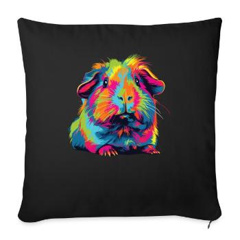 Aquarelle Coloré Cochon D’Inde Coloré - Housse de coussin décorative 45 x 45 cm - noir - Devant