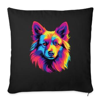 Watercolor Colorful Icelandic Dog - Sofa pillowcase 17,3'' x 17,3'' (45 x 45 cm) - black - Front
