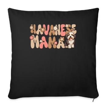 Havanais Groovy Maman bichon havanais - Housse de coussin décorative 45 x 45 cm - noir - Devant