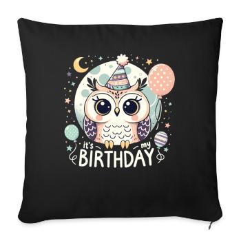 C’est mon anniversaire mignon hibou d’anniversaire - Housse de coussin décorative 45 x 45 cm - noir - Devant