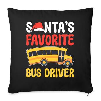Santa's Favorite Bus Driver Schulfahrer - Sofakissenbezug 45 x 45 cm - Schwarz - Vorne