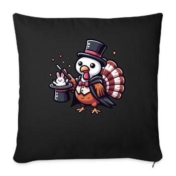 Thanksgiving Magier Zaubertrick Truthahn - Sofakissenbezug 45 x 45 cm - Schwarz - Vorne