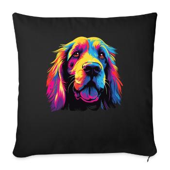 Wasserfarben Farbenfroher Petit Basset Griffon - Sofakissenbezug 45 x 45 cm - Schwarz - Vorne