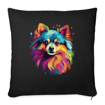 Watercolor Colorful Pomeranian - Sofa pillowcase 17,3'' x 17,3'' (45 x 45 cm) - black - Front