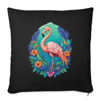 Aesthetic Flamingo Spiritual Mandala Design - Sofa pillowcase 17,3'' x 17,3'' (45 x 45 cm) - black - Front