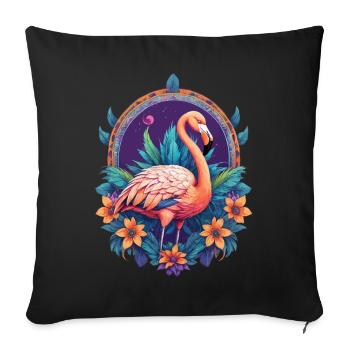 Flamingo Spiritual Mandala Design - Sofa pillowcase 17,3'' x 17,3'' (45 x 45 cm) - black - Front