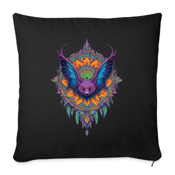 Fascinating bat in spiritual mandala - Sofa pillowcase 17,3'' x 17,3'' (45 x 45 cm) - black - Front