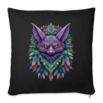 Bat Dream Catcher Mandala Design - Sofa pillowcase 17,3'' x 17,3'' (45 x 45 cm) - black - Front