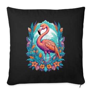 Flamingo Spirit Animal Mandala Dream Catcher Design - Sofa pillowcase 17,3'' x 17,3'' (45 x 45 cm) - black - Front