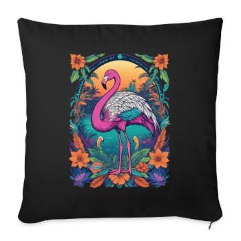 Africa Flamingo Spiritual Mandala Design - Sofa pillowcase 17,3'' x 17,3'' (45 x 45 cm) - black - Front
