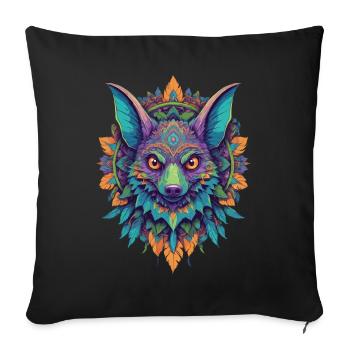 Flying Fox Mandala Design In Unique Style - Sofa pillowcase 17,3'' x 17,3'' (45 x 45 cm) - black - Front