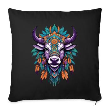 Cow Spiritual Mandala Design - Sofa pillowcase 17,3'' x 17,3'' (45 x 45 cm) - black - Front