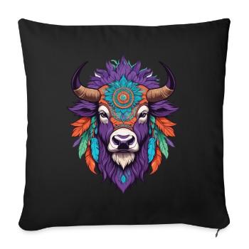 Bison Spirituelles Mandala Traumfänger Design - Sofakissenbezug 45 x 45 cm - Schwarz - Vorne